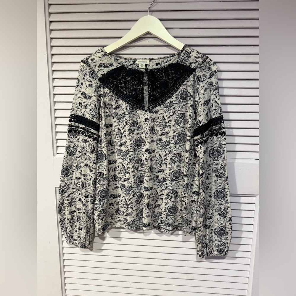 Sundance Catalog Floral Crochet Lace Knit Top size XS